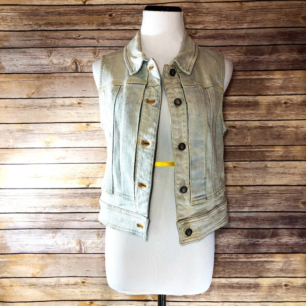 Anthropologie Pilcro Light Wash Denim Vest
